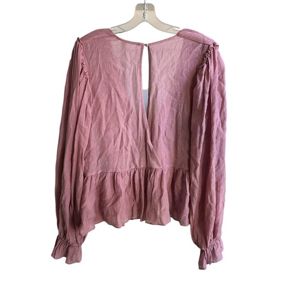 FREE PEOPLE REVOLVE Daia Top Mountain Peplum Long Sleeve Blouse US L - Picture 4 of 8
